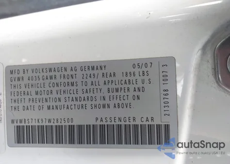 2007 Volkswagen Rabbit 2-Door из США, поврежденный, VIN WVWBS71K97W282500